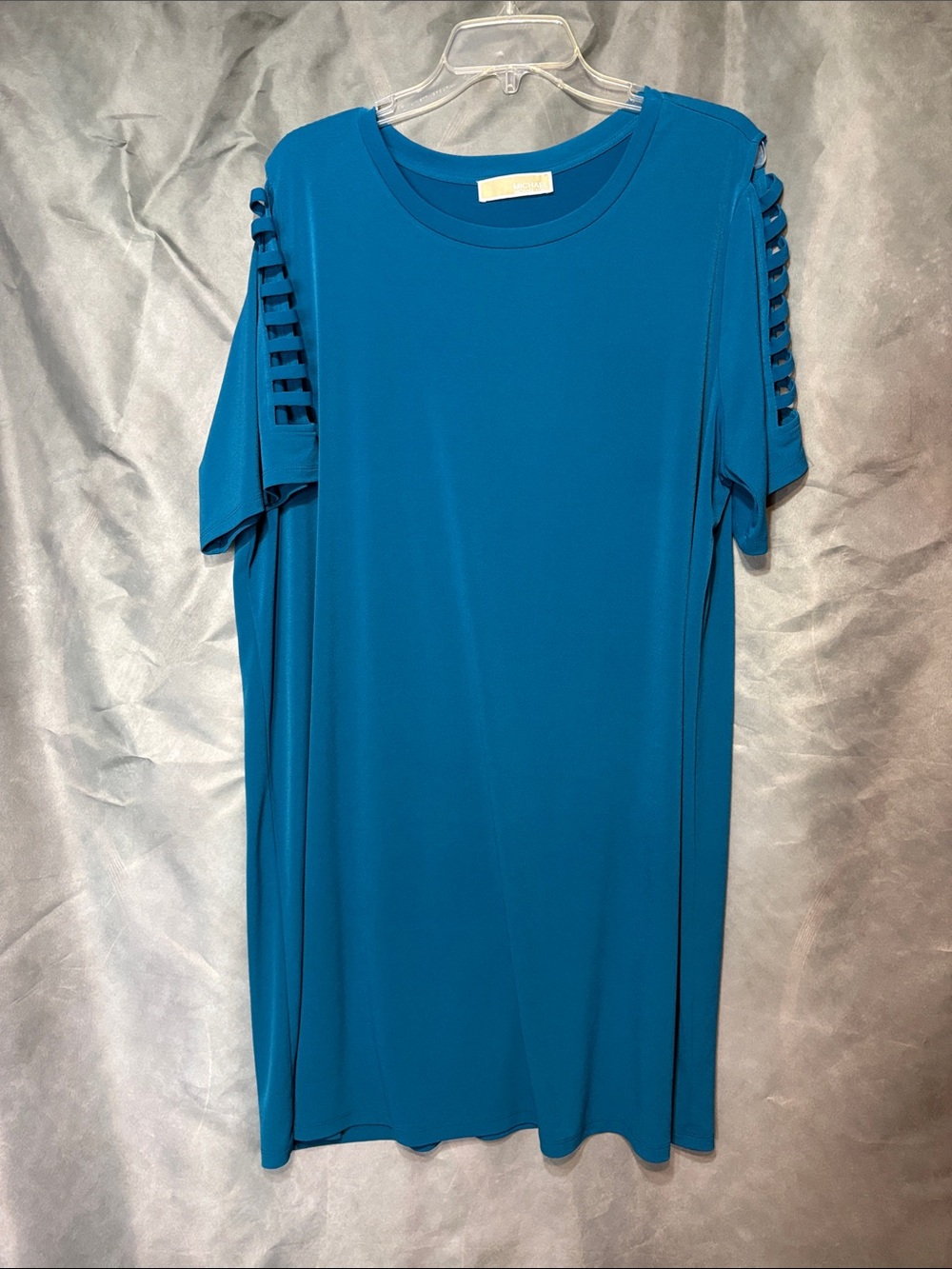 Michael Kors Teal Blue Ladder-Sleeve Midi Dress